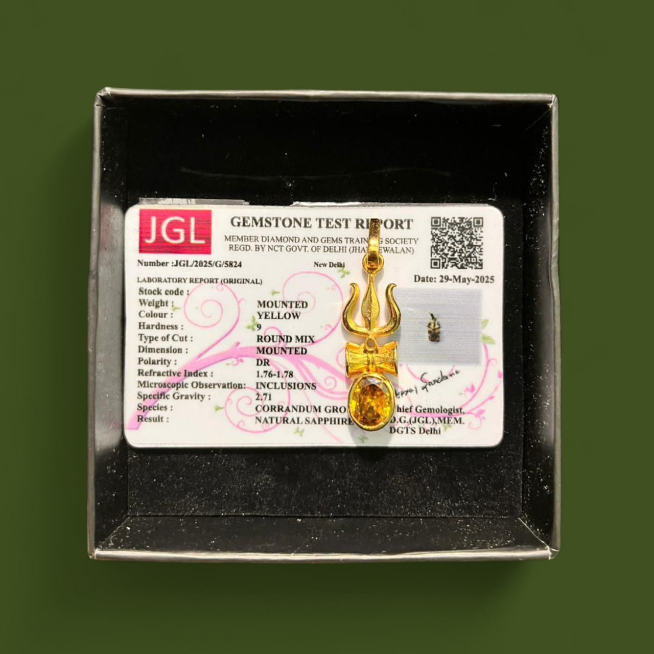 Divya Shivshakti Citrine Pendant – Trishul Amulet for Jupiter Blessings